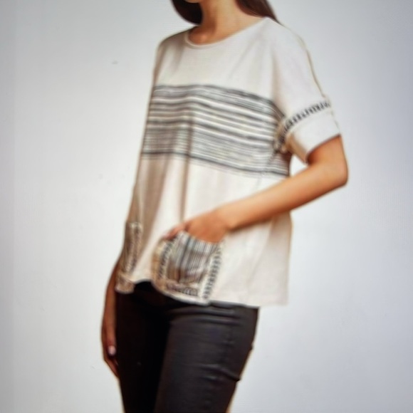 Anthropologie Eva Franco Nantucket Top Womens L Black/cream Nautical Bohemian - Picture 3 of 11